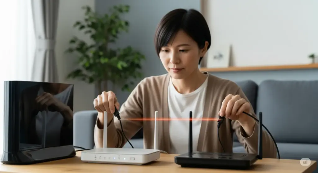 モデムとルーターの再起動で高速点滅を解決